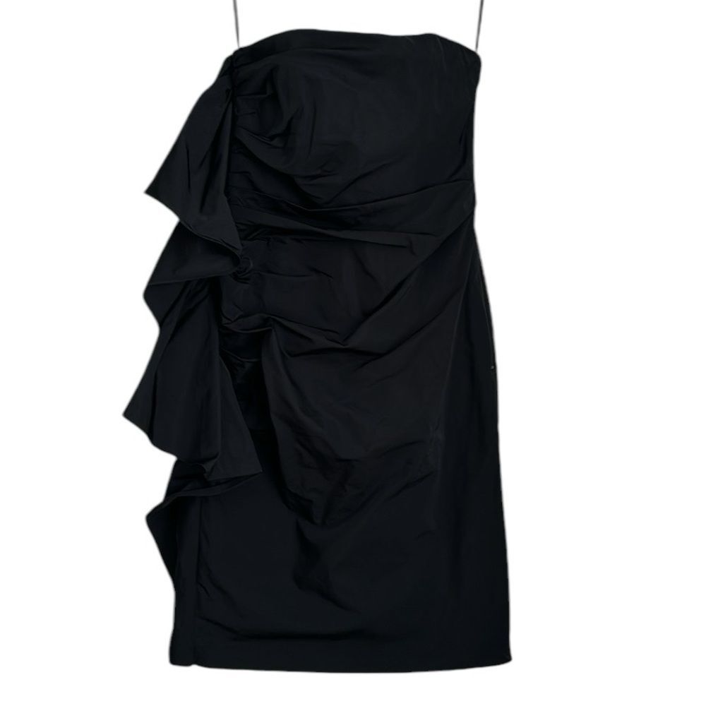 LIDA BADAY Women’s Gathered Strapless Silk Blend Black Cocktail Mini Dress Sz. 4